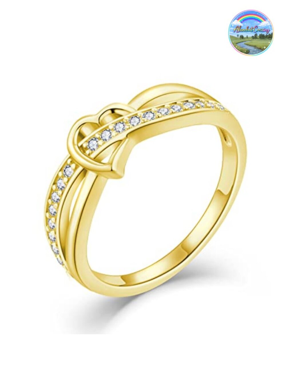 Sterling Silver Infinity Heart Ring Gold Plated CZ Promise Ring